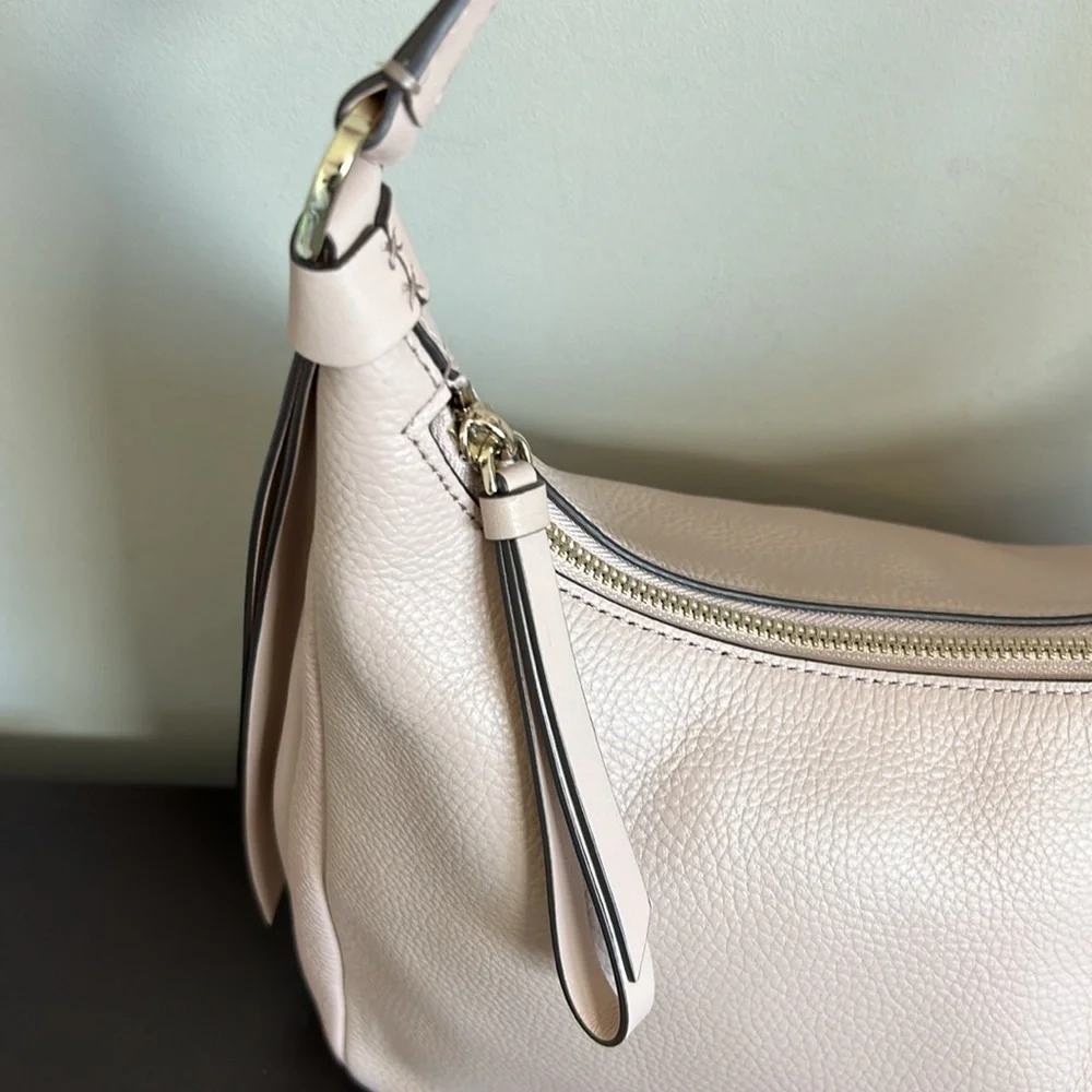 Kate Spade New York Lake Large Hobo Bag Pebbled Leather Pink Pockets Zip Close